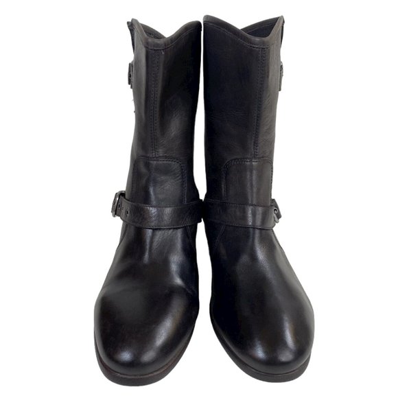 UGG Dark Brown Leather Shearling Footbed Frances Moto Biker Boot #1005672 - Picture 2 of 5